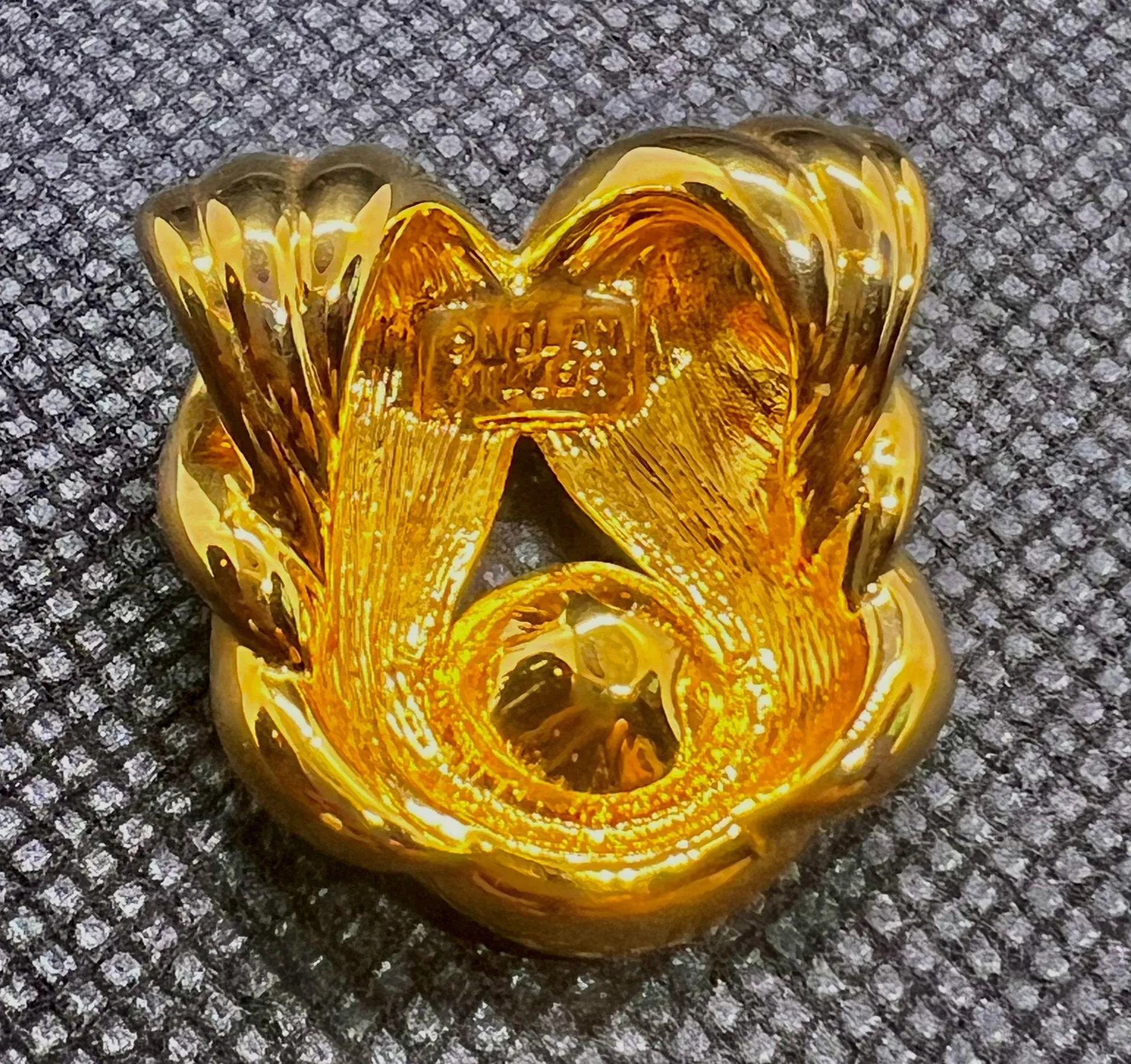 Vintage  Blue Sapphire Round Rhinestone Gold Tone Necklace Pendant - Image 2