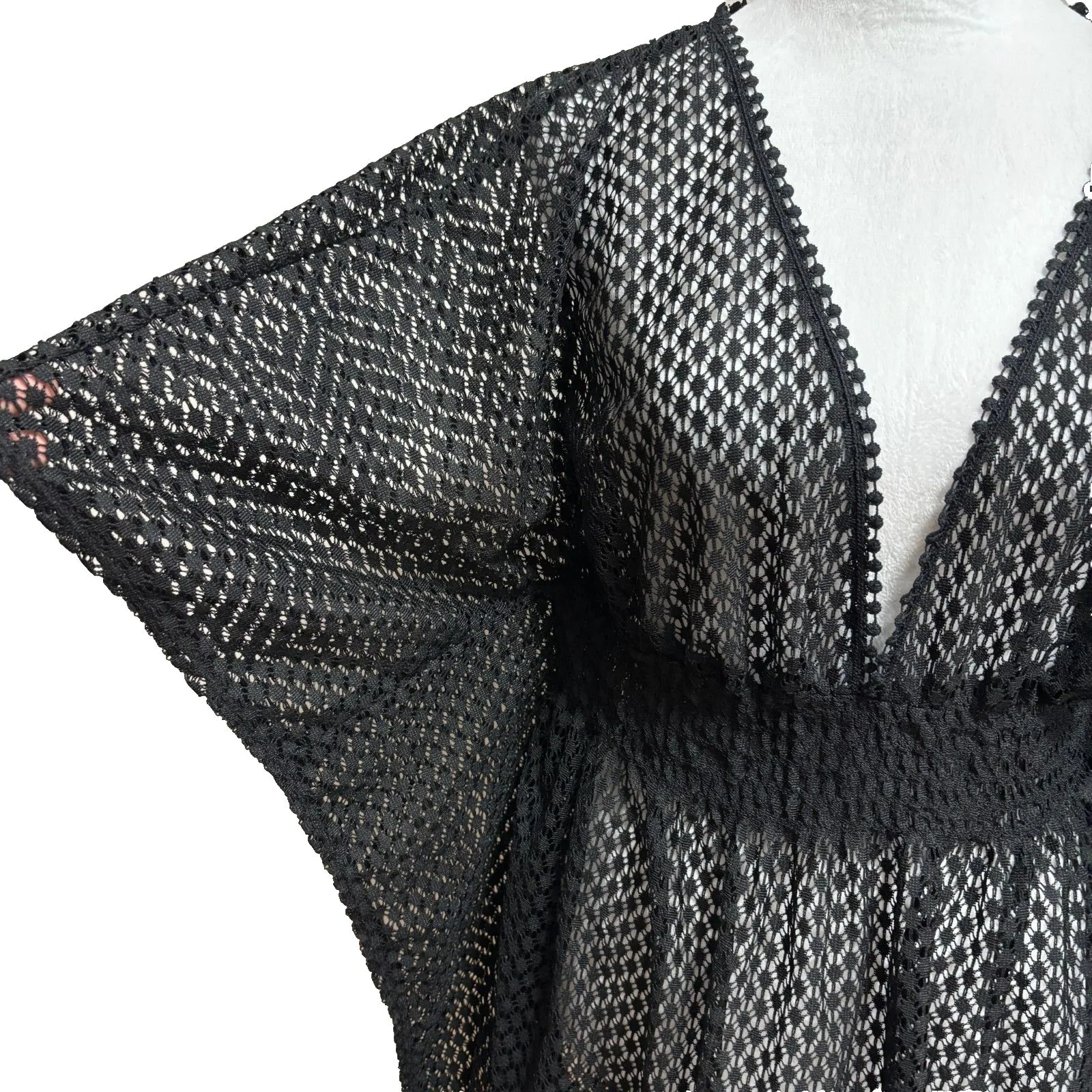 Xhilaration Swimsuit Cover Up Womens XL Black Mesh Tassel Tie NWT Holiday Gift - Image 2