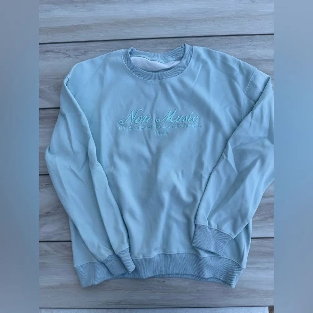 Monika Non Music Sweatshirt Blue Small NWT IN PACKAGE - Image 3