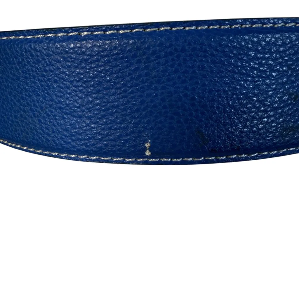 Ovation Riding blue leather adjustable belt with silver horse buckle 40" Length - Image 12