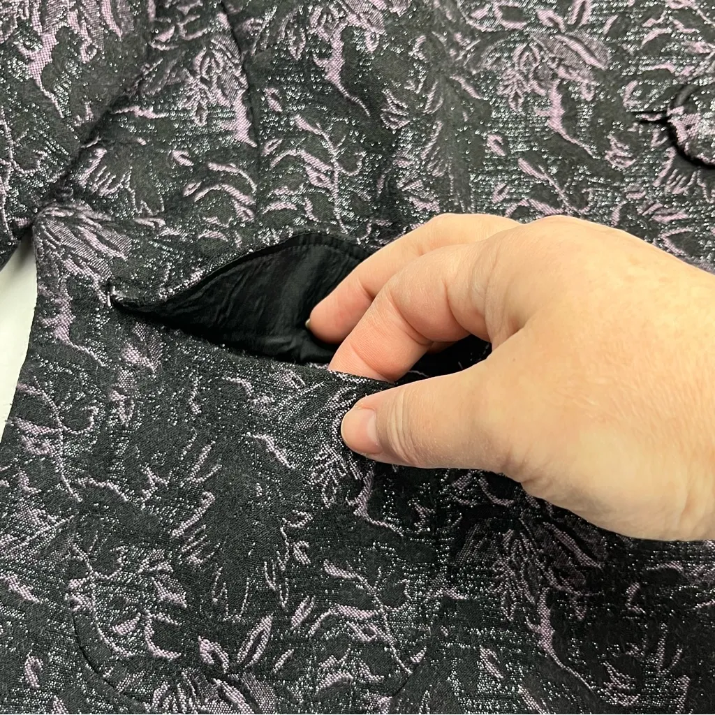 Ali Miles Black Metallic Purple Jacket‎ Womens Size Small Office Preppy Mature - Image 5