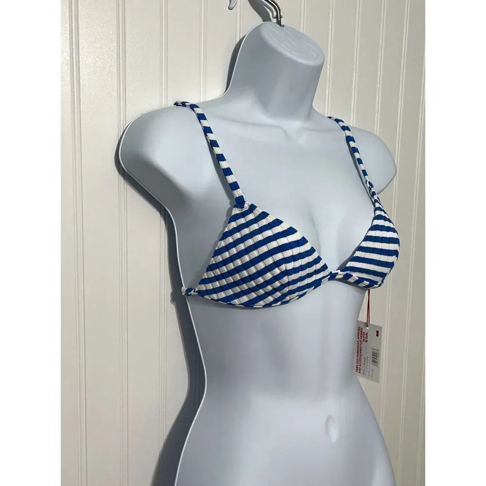 Solid & Striped Lulu Top‎ Azure Stripe V-Neck Bikini Swim Top Navy Blue White XS - Image 8