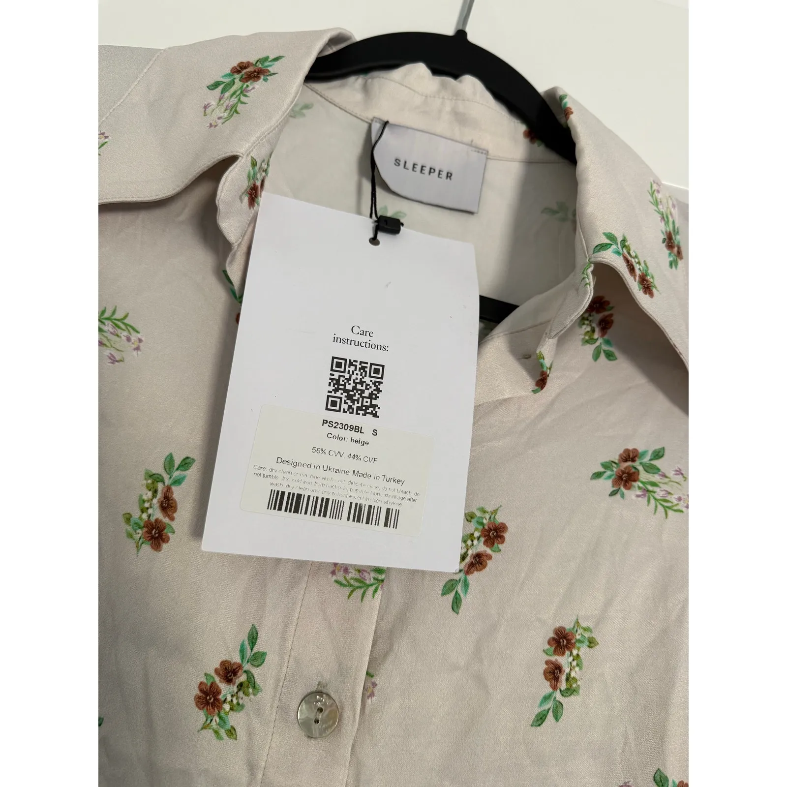 $226 New Sleeper Beige Blossom Shirt - Small - Image 3