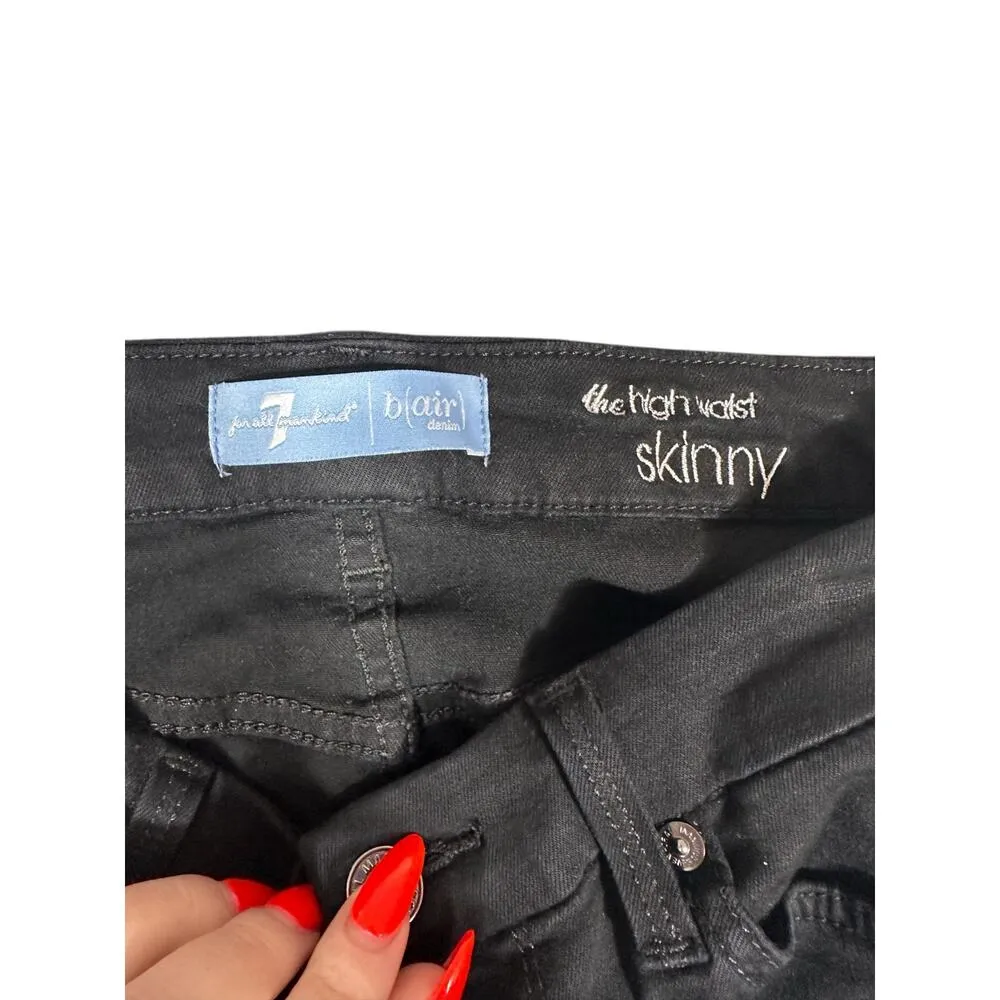 7 For All Mankind Black b(air) High Waist Skinny Jeans Size 28 - Image 5