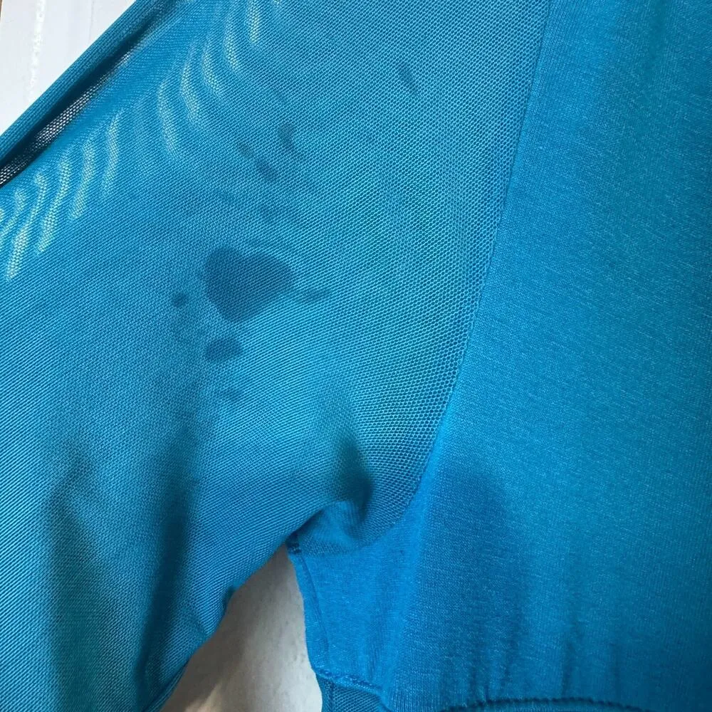 Isle by Melis Kozan Turquoise Jumpsuit tiered ruffled party flapper disco sz S Blue - Image 9