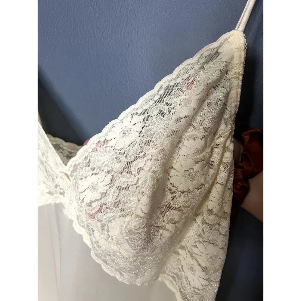 Vintage Sheer Bust Slip Dress Size 1x Rosette Feminine Delicate Nightie - Image 6
