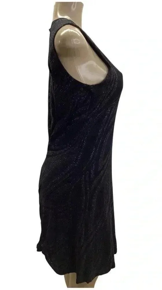 Nine West Black Shimmer Sleeveless Lined Dress Size 10 New With Tags - Image 4