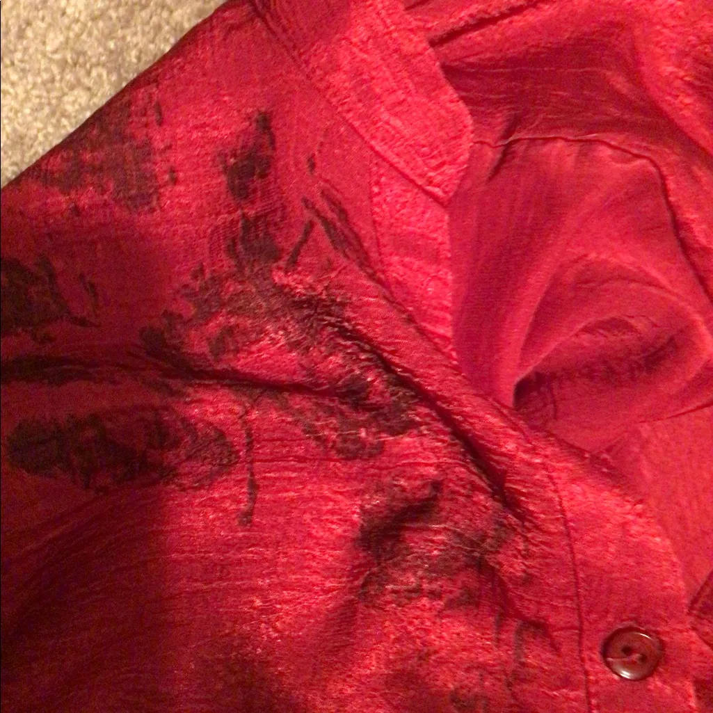 Maggie Barnes Maggie Barns red button down blouse textured fall 0x silky - Image 5