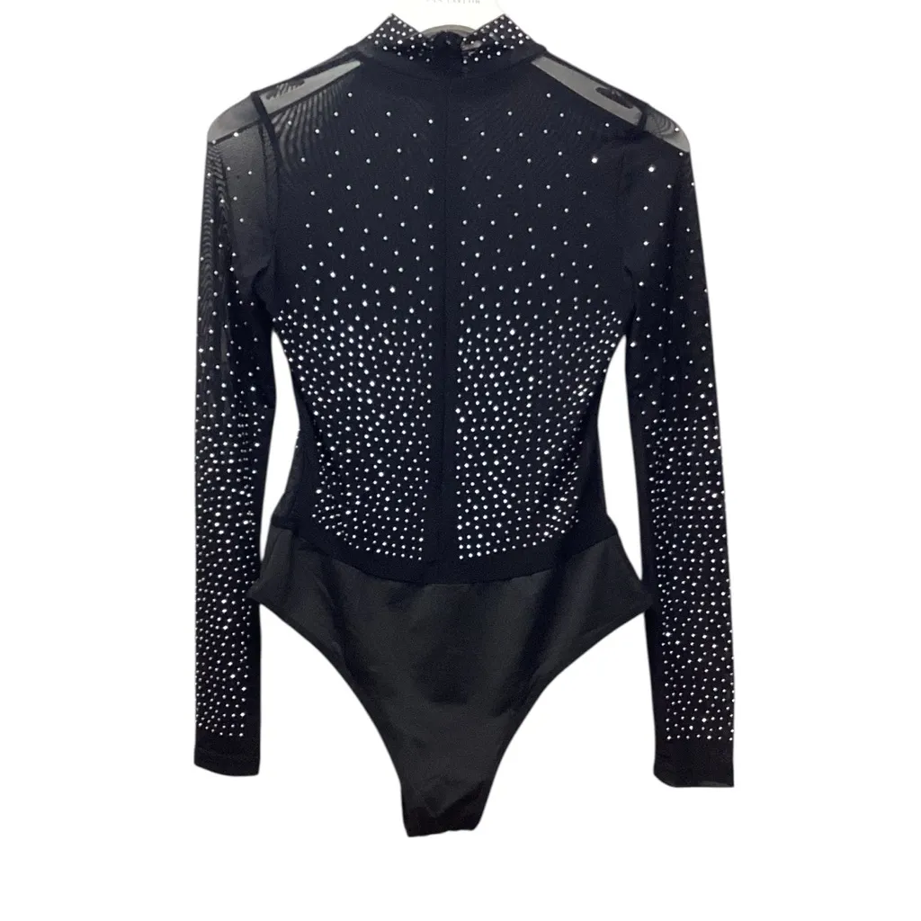 Mesh body suit with mini silver studs. Size Small Black - Image 5