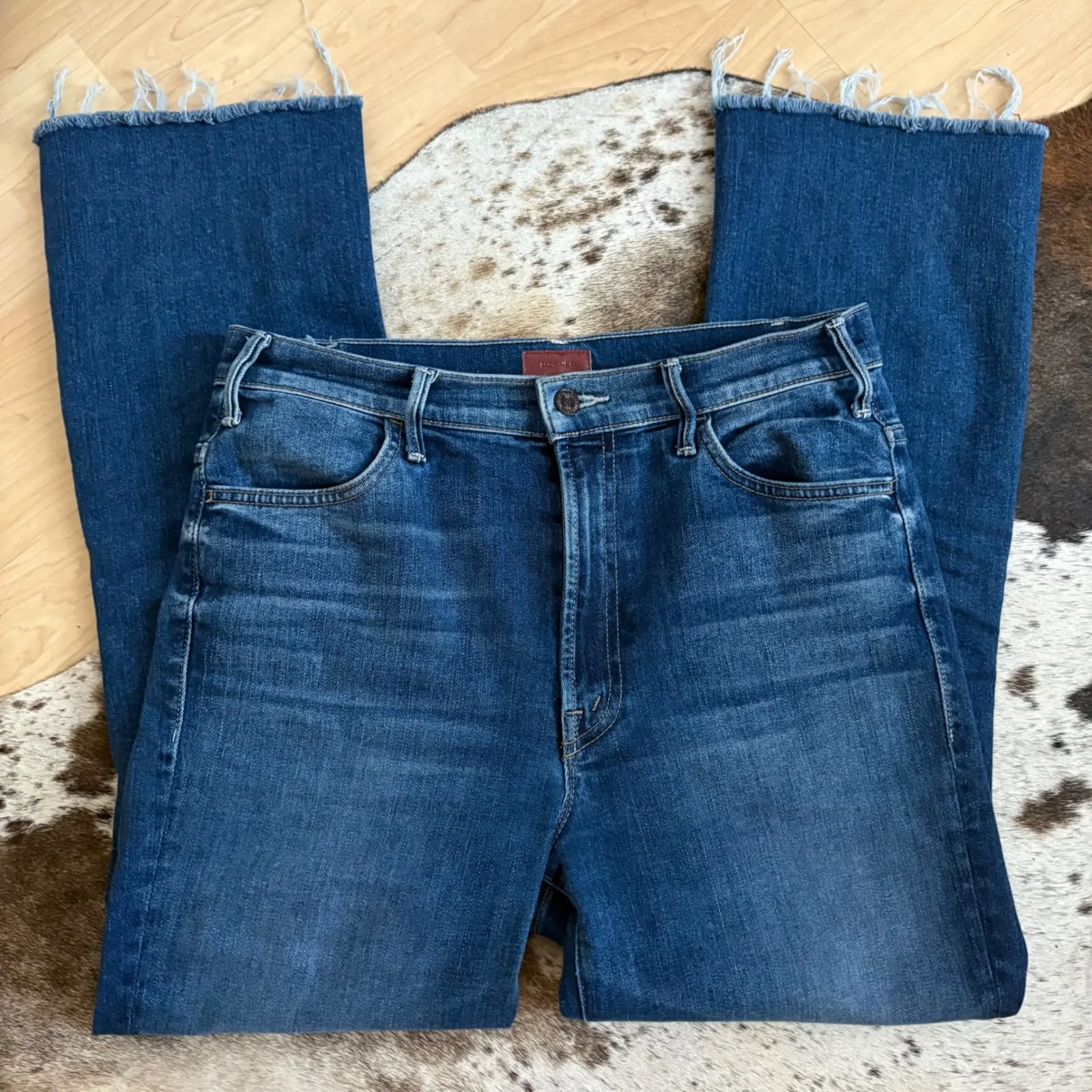 MOTHER The Hustler Ankle Fray Jeans Night Clubbing Size 29 Blue - Image 4