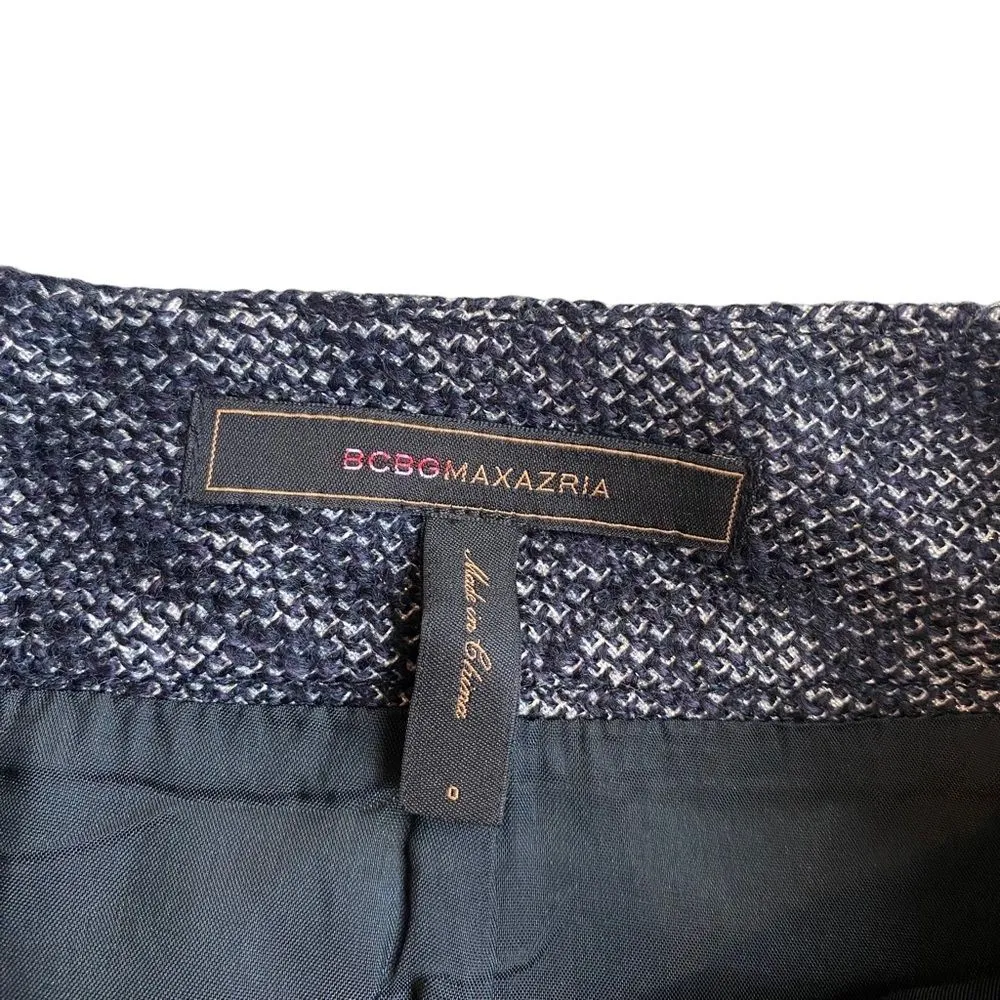 BCBG Size 0‎ Tweed Wool Skirt Blue Academia Blair Waldorf School Girl Preppy - Image 3
