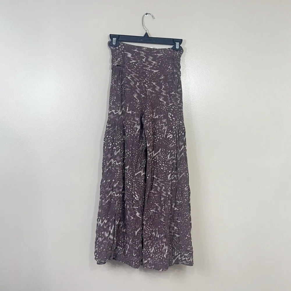 Olivaceous Womens Pants Small Wide Leg Rayon Elastic Waist Pull On Brown Boho - Image 3