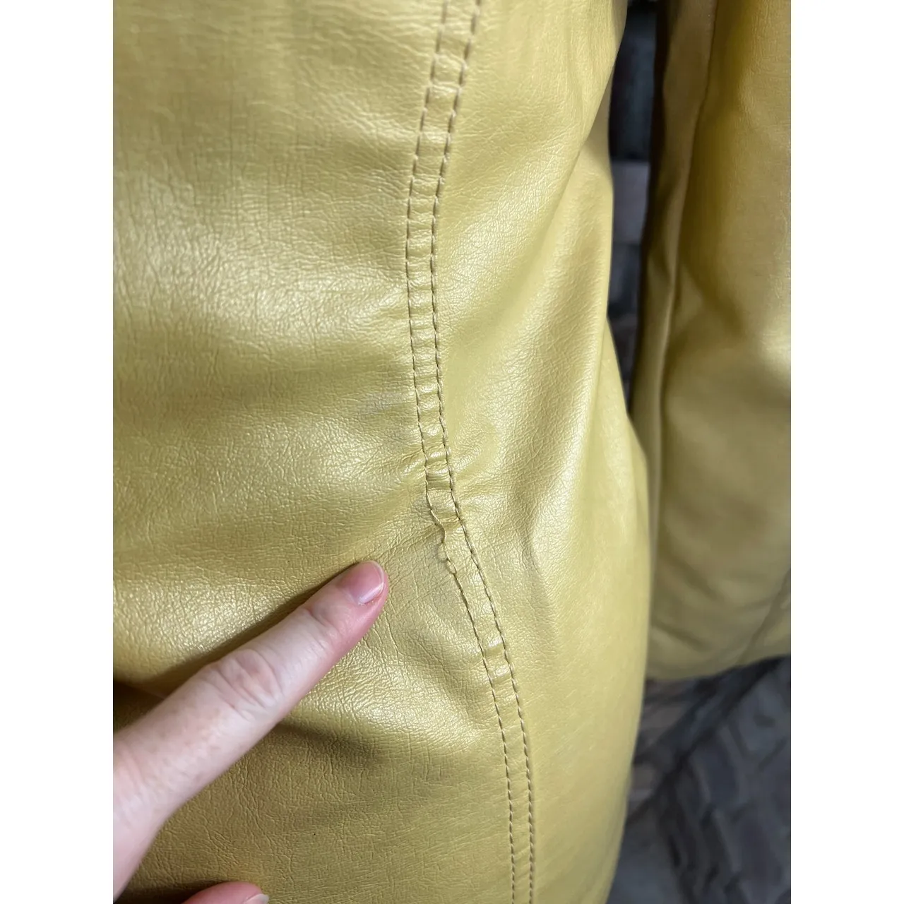 Fingerhut Vegan leather Jacket gun Mustard vintage 1970s Tan Size 14 - Image 11