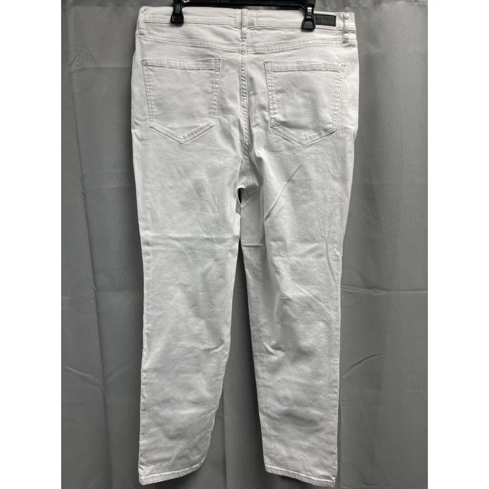 Nicole Miller Women's White Mid Rise Straight/Skinny Jeans Size 16 SKU 5174 - Image 2