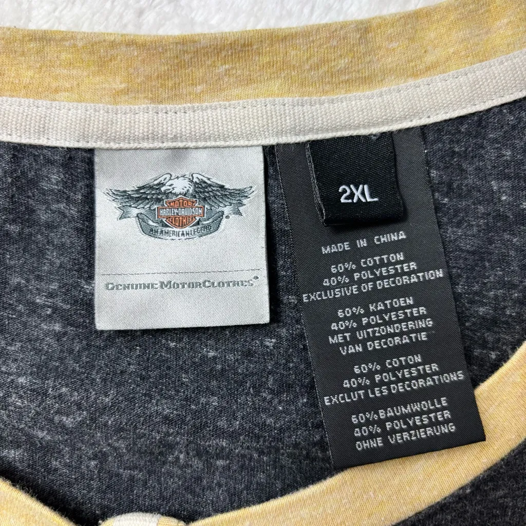 Harley-Davidson Women's Charcoal and Yellow Short Sleeve Tee Size 2XL - Image 8
