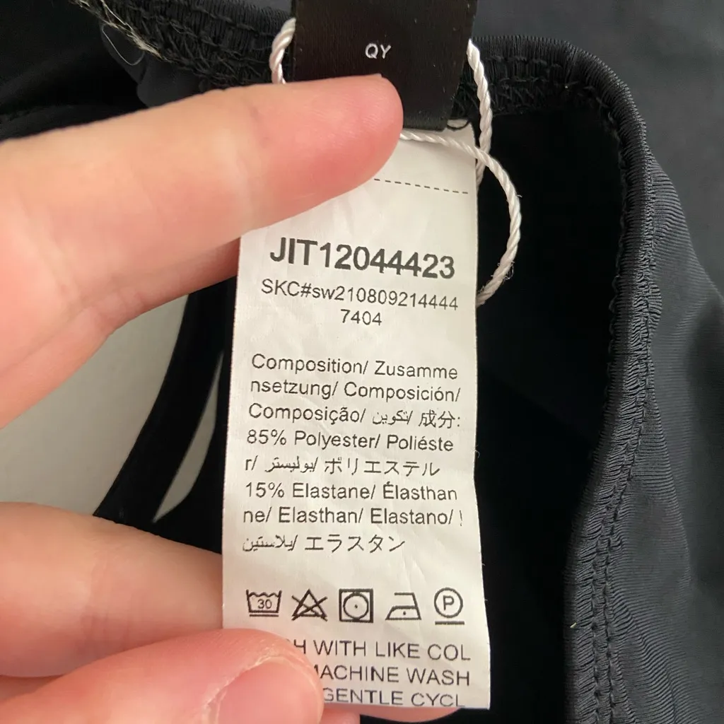 NWOT SHEIN women’s solid black tie halter‎ cutout bodycon swim dress cover up L - Image 7