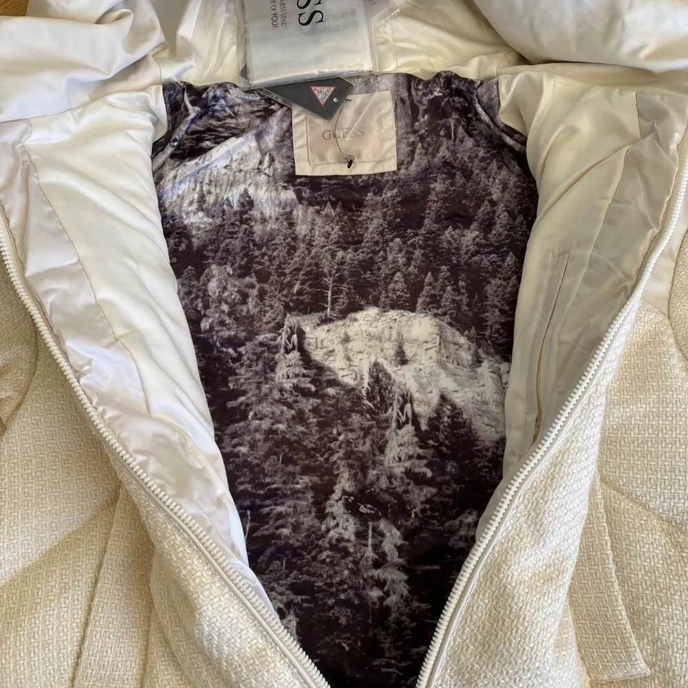 Guess Lea Padded Jacket in Cream White - Image 3