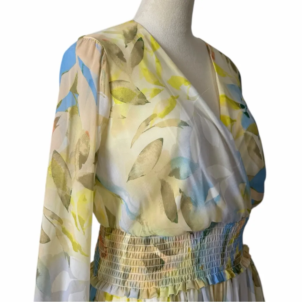 Laundry by Shelli Segal Long Sleeve Maxi Dress Yellow Floral Women’s Size 10 - Image 8