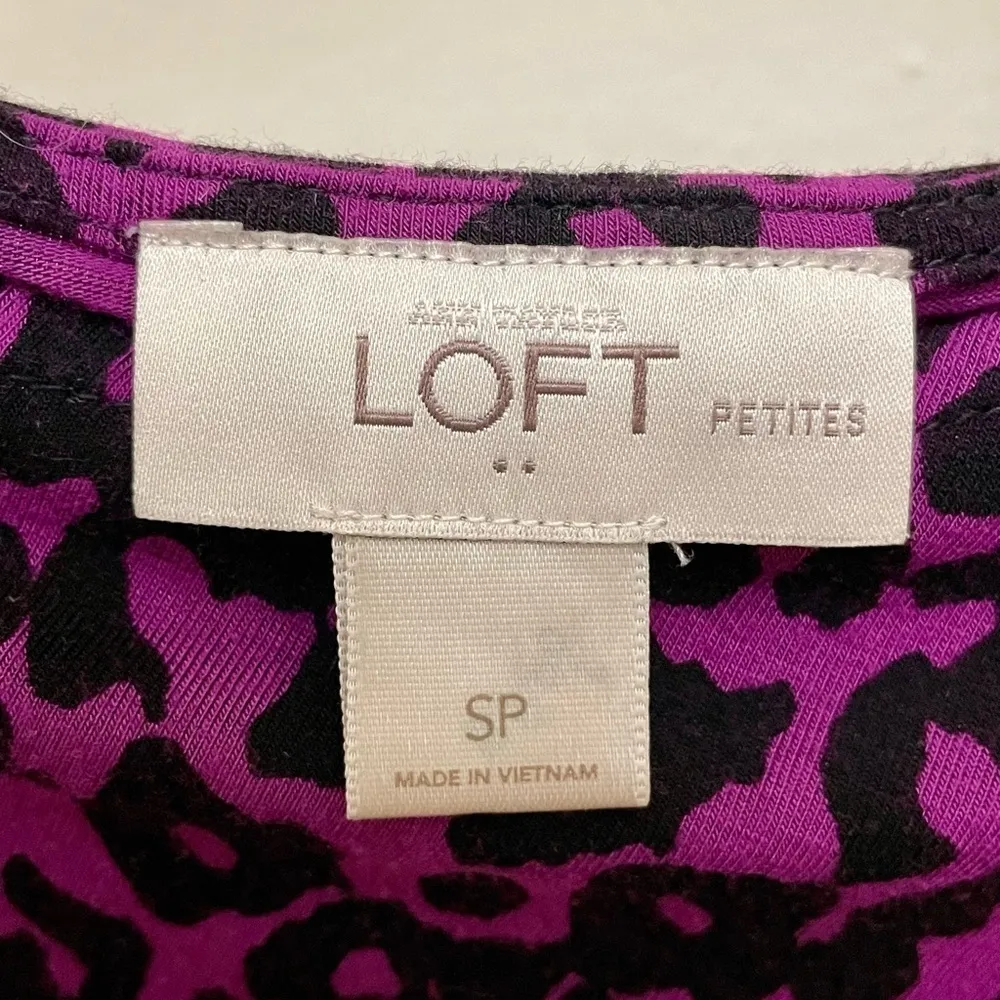 LOFT Petites Purple Leopard Print Ruched Sheath Dress Petite Small - Image 3
