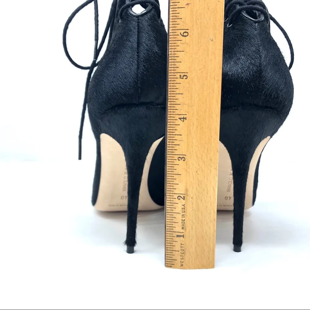MANOLO BLAHNIK black calf hair pointed booties, made in italy, size 40, NWOT - Image 12