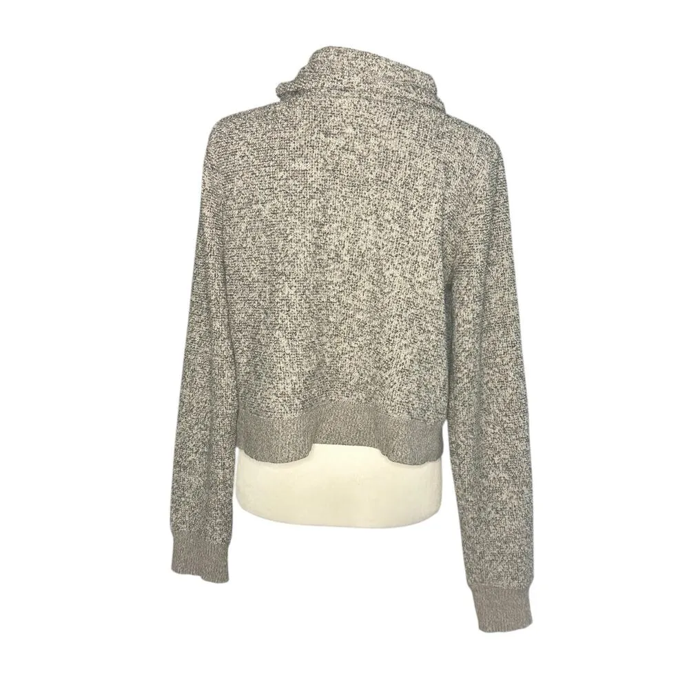 Hollister Long Sleeve Crop Turtle Neck Top Medium Gray White - Image 3