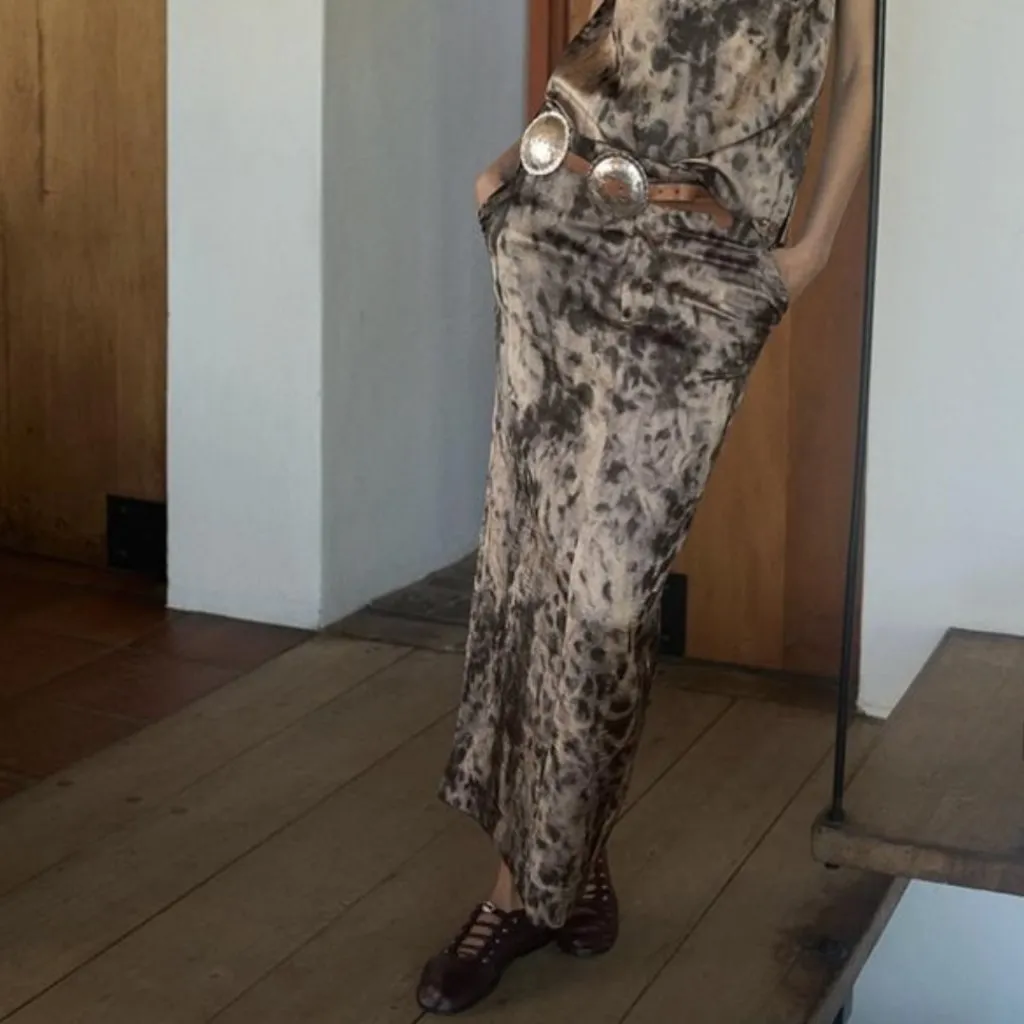 NWOT ZARA ZW Crinkled Print Midi Skirt Silky  Bloggers Fave Leopard / Soft Brown - Image 2