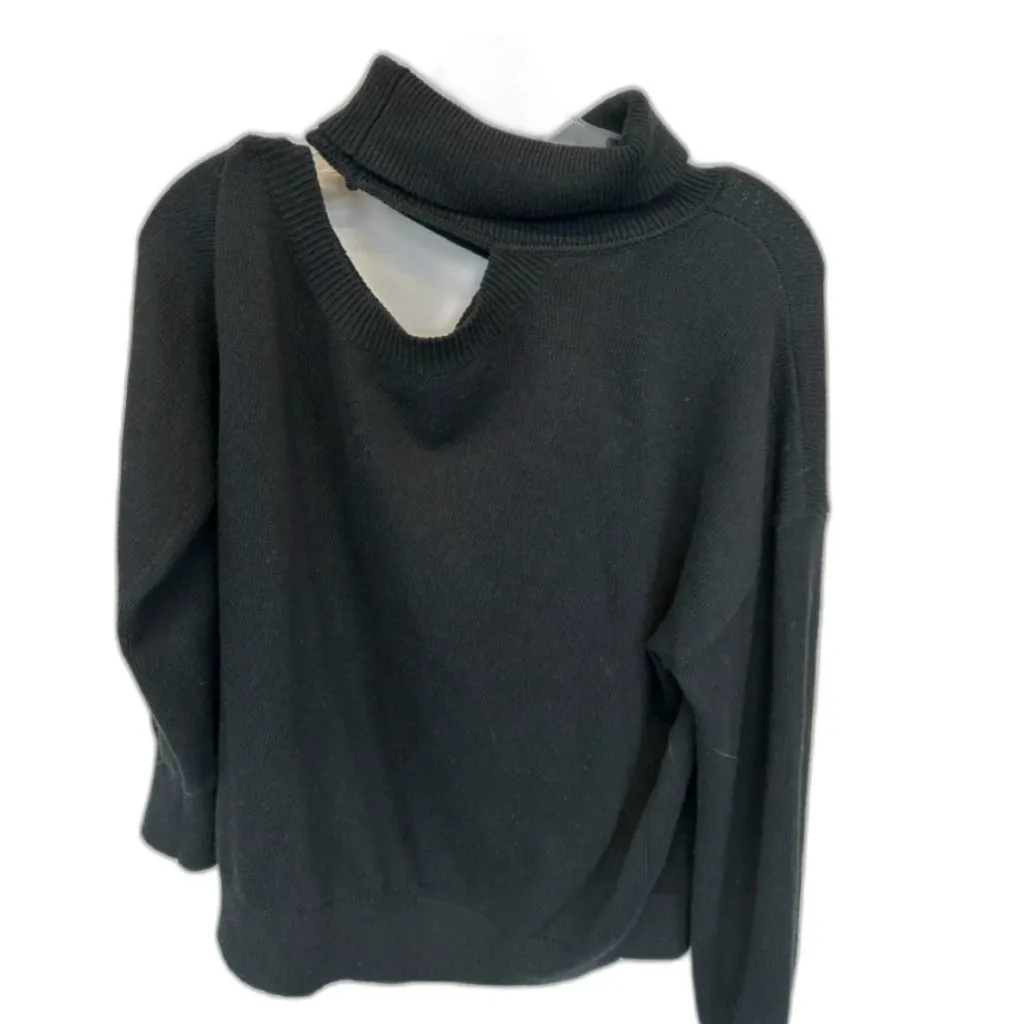L’AGENCE Brixie One Shoulder Turtleneck Sweater Black Gold Size M Wool Blend - Image 8