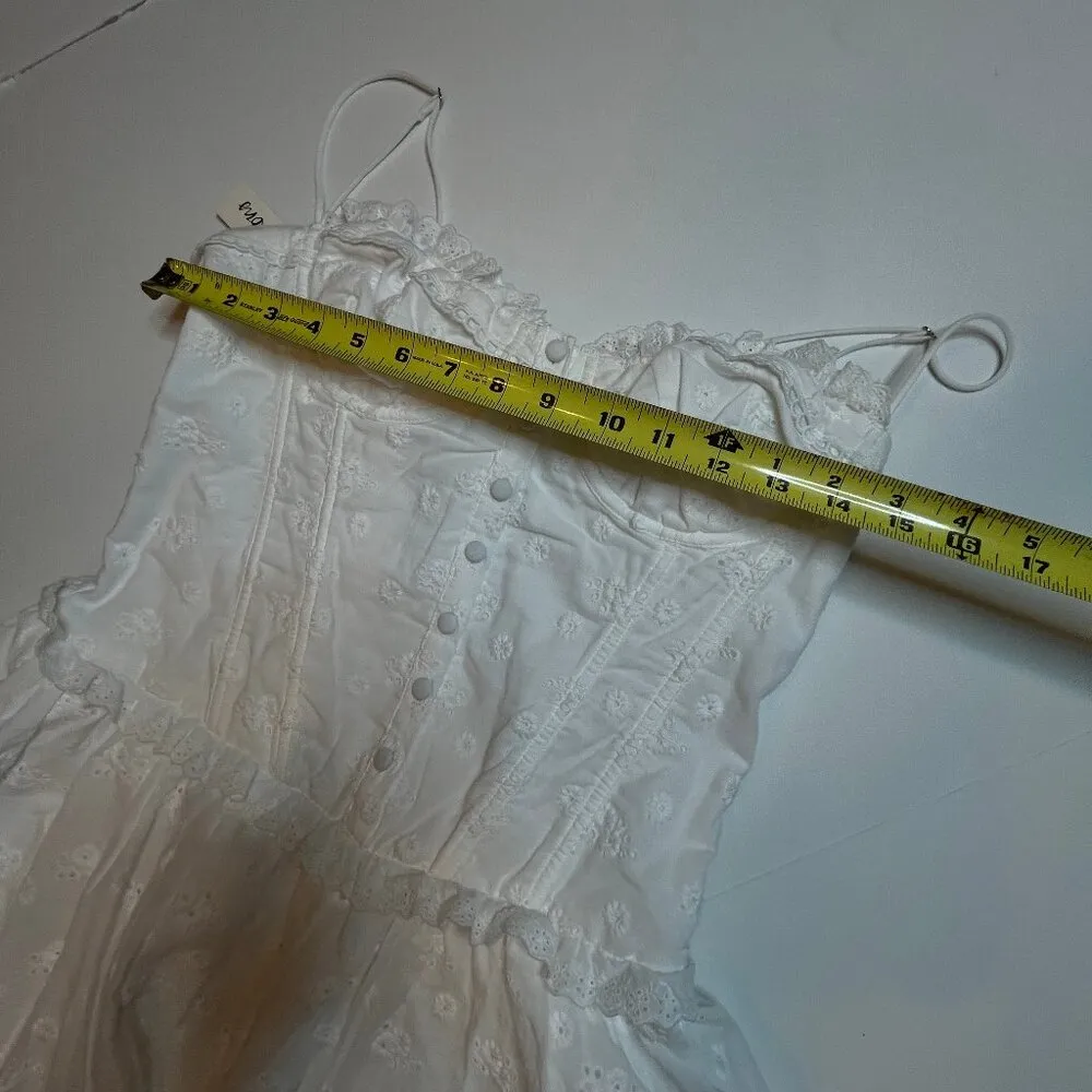 For Love & Lemons Marlowe Eyelet Corset Bustier Mini Dress White SZ M Revolve - Image 10