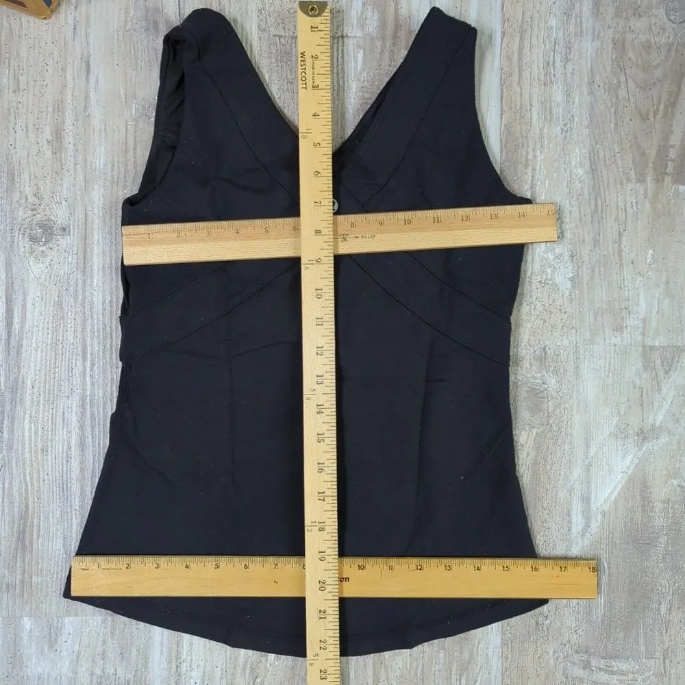 Lululemon Black V Neck Wet Dry Warm Wide Strap Activewear Pullover Tank 29" - Image 10