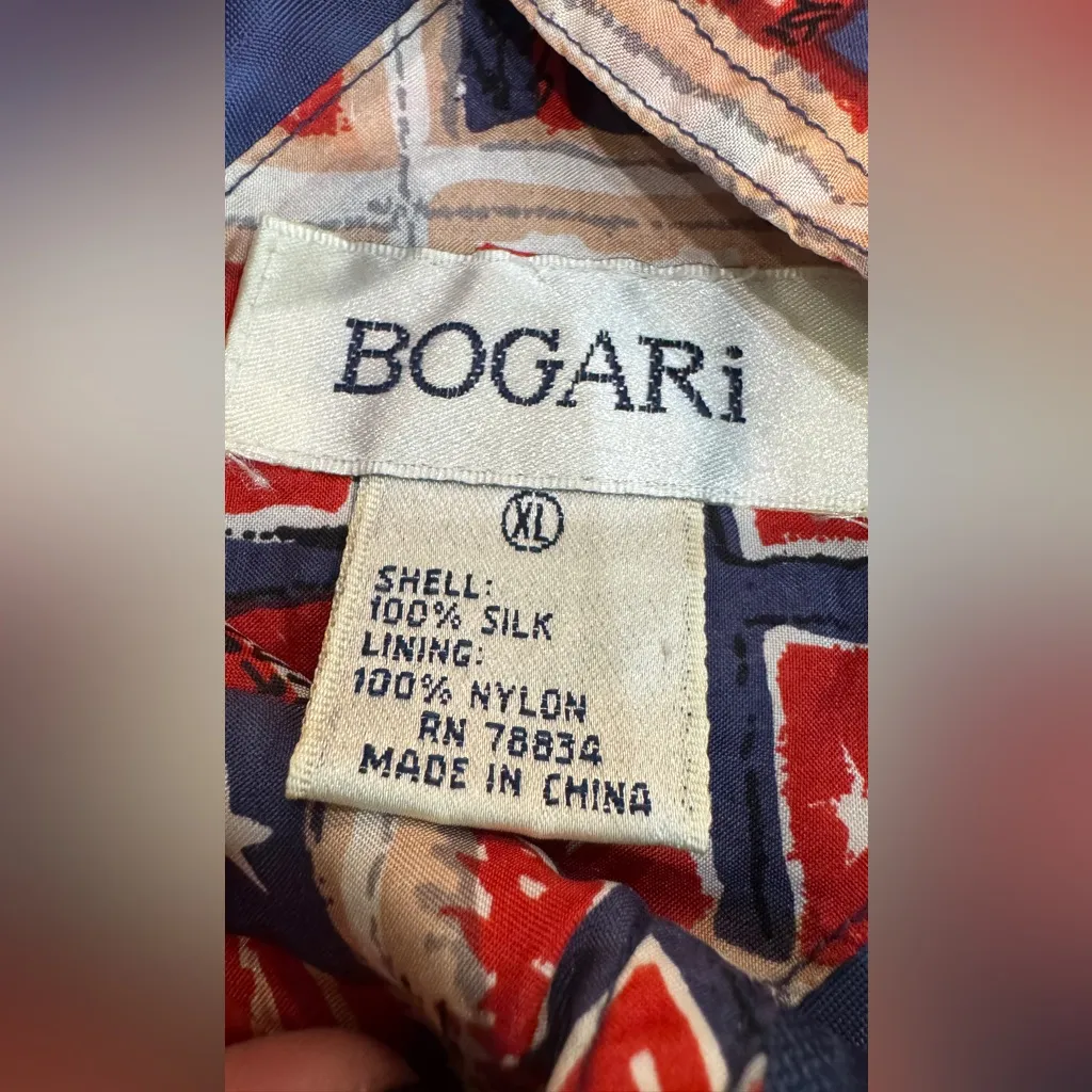 VTG Bogari patriotic USA flag silk jacket blue red size XL - Image 2