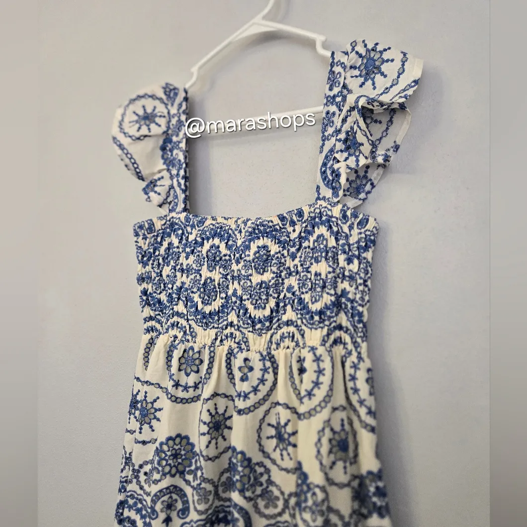 The Lucky Knot Chatham Eyelet Midi Dress Blue Size L - Image 5