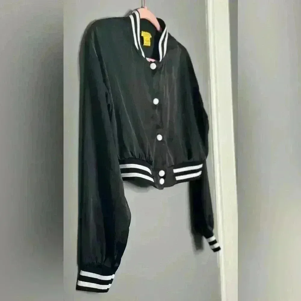 Daisy  Black and White Bomber Women's Jacket (491) - Image 4