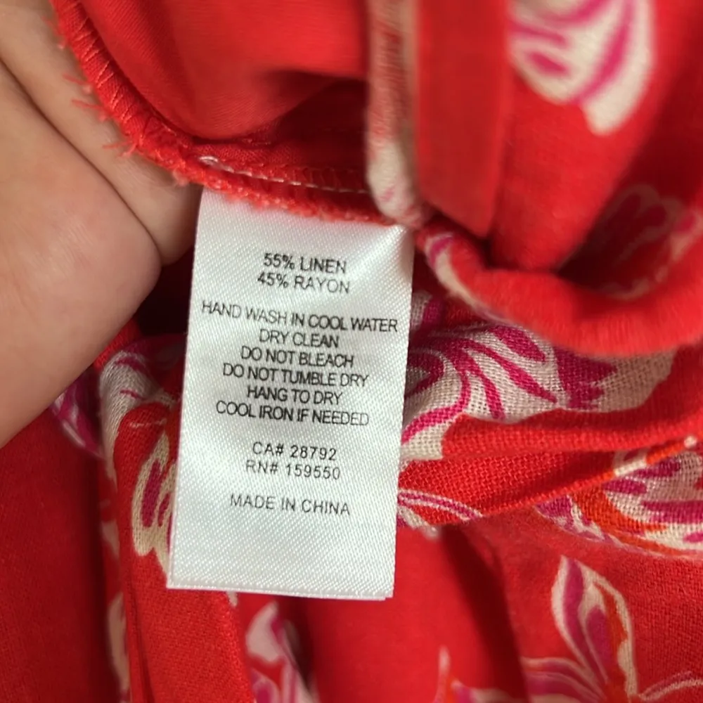 Maison d’Amelie Paris red linen blend paradise wide leg cropped pants size M Size M - Image 3