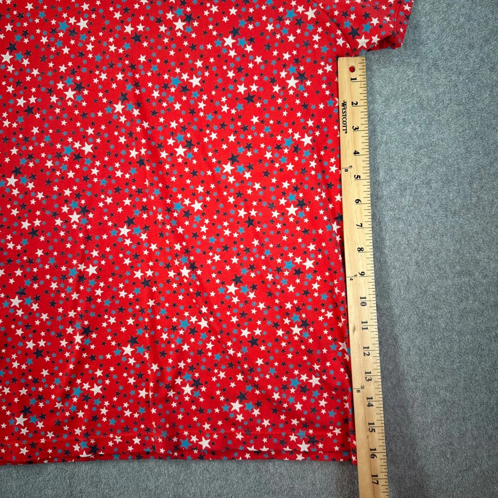 Lands' End Red Star Print Short Sleeve Tee Shirt Women's X-Large Tall Patriotic - Image 5