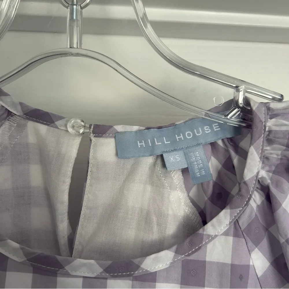 Hill House Tuckernuck Purple Gingham Print Adeline Babydoll Dress Swedish Dot - Image 3