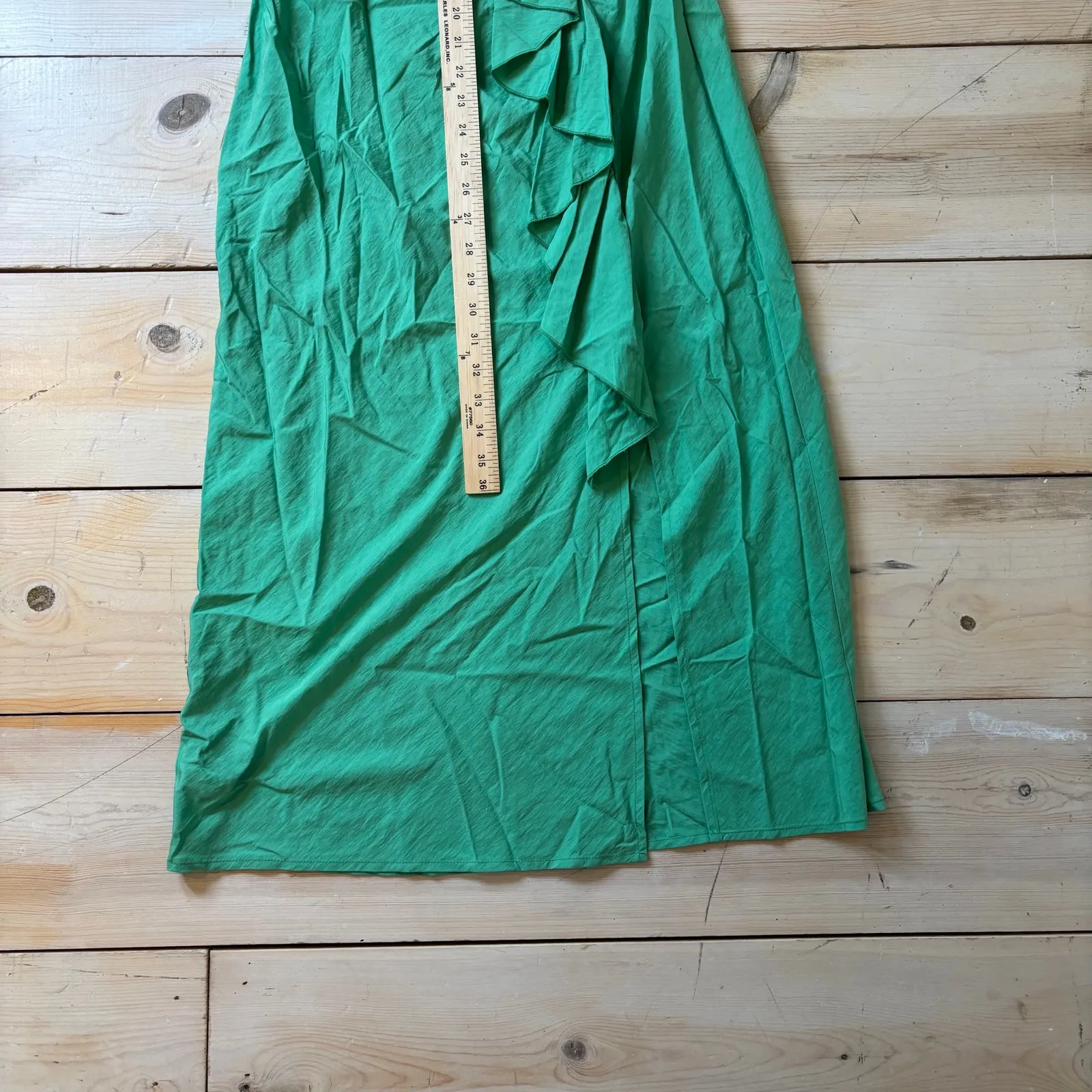 Future Collective NWT Women's Flutter Asymmetrical Ruffle Midi Dress Green S - Image 10