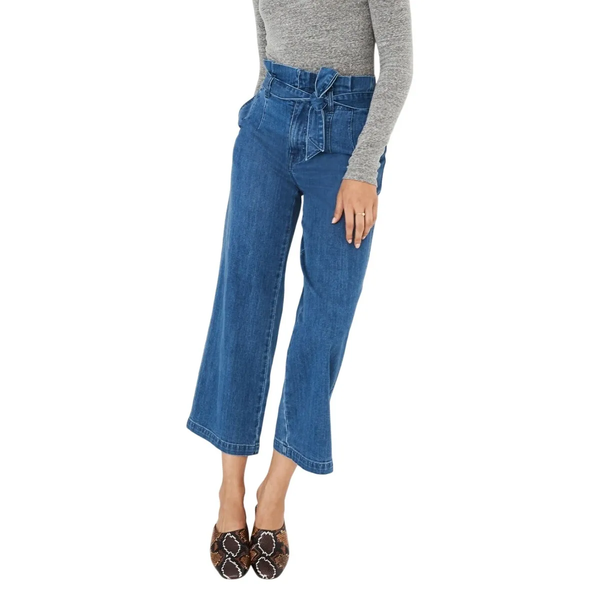 Madewell Paperbag Cropped Jeans in Flannigan Wash AA574 size 26 - Image 2