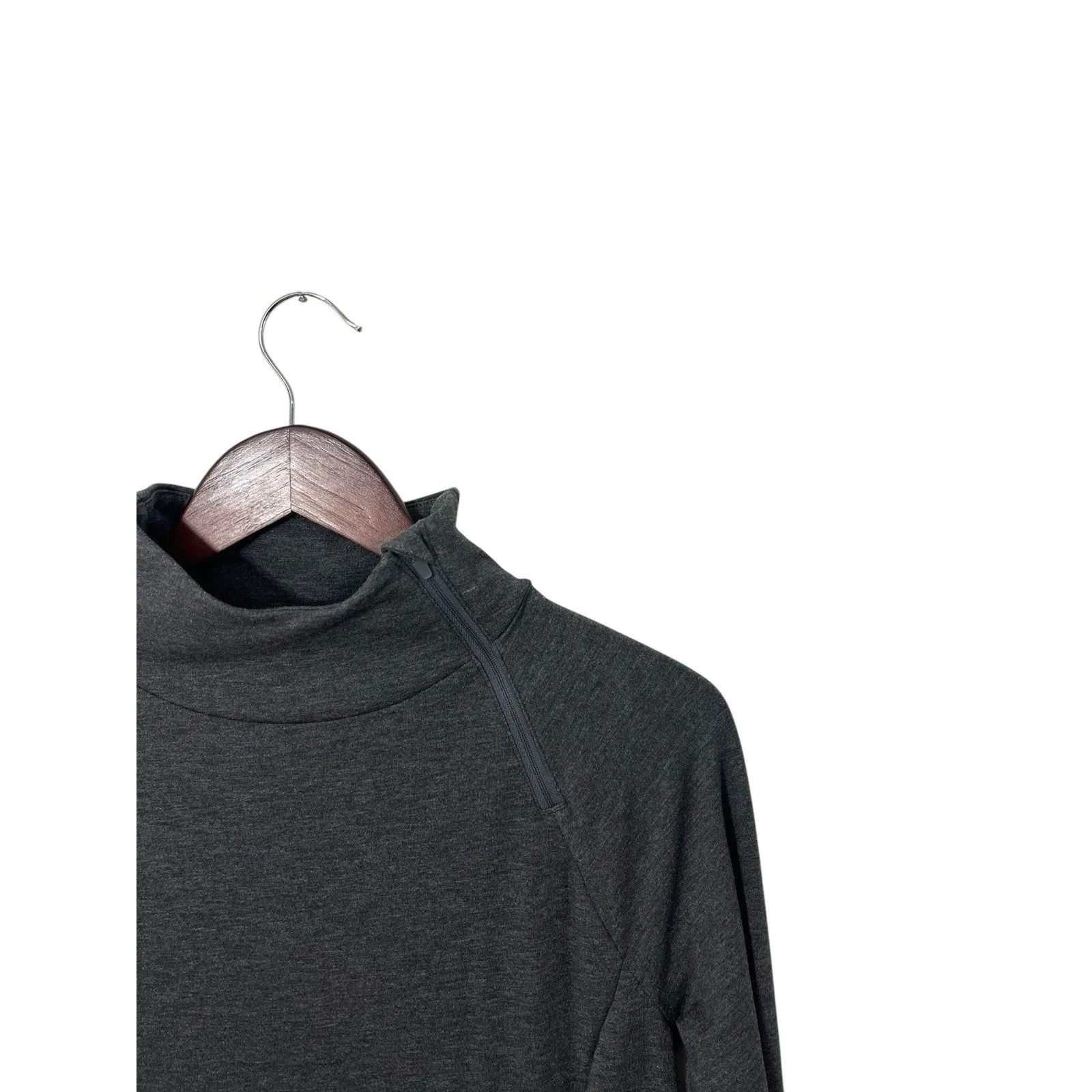 Title Nine Gray French Terry Guthrie Dress Small Mock Neck Kangaroo Pocket Midi - Image 6