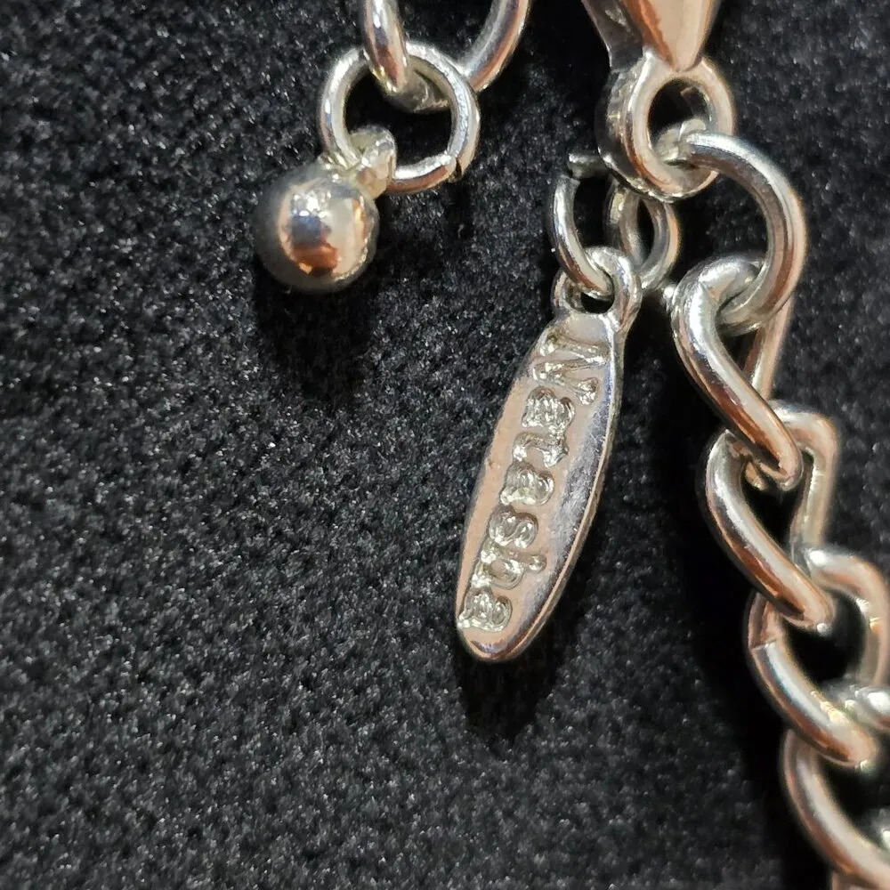 Natasha Silver Crystal Wedding Necklace Rhinestone Teardrop Pendant Bridal - Image 4