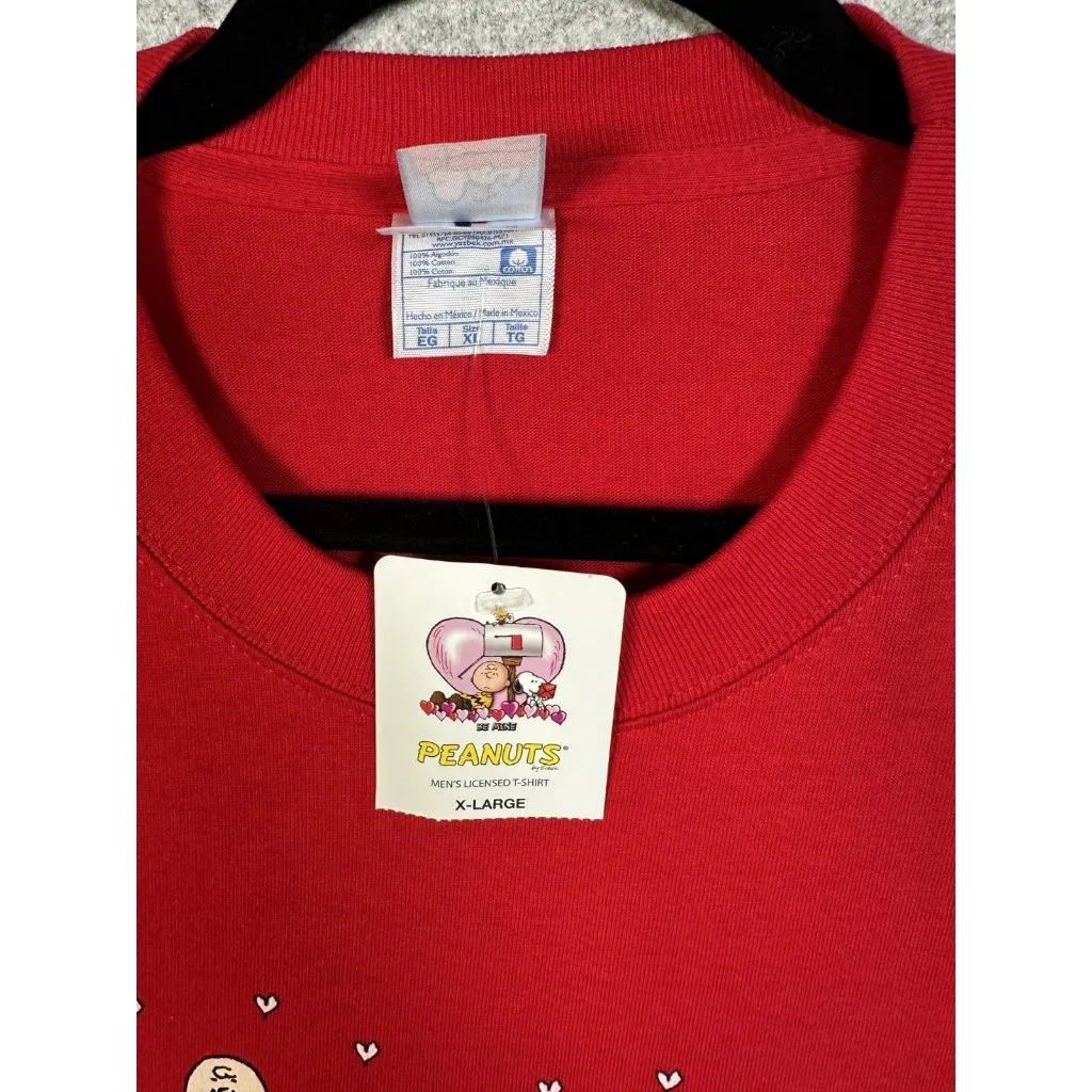 Vintage NOS Peanuts Valentine's Day Heart Tshirt Size XL Snoopy Charlie Brown - Image 2