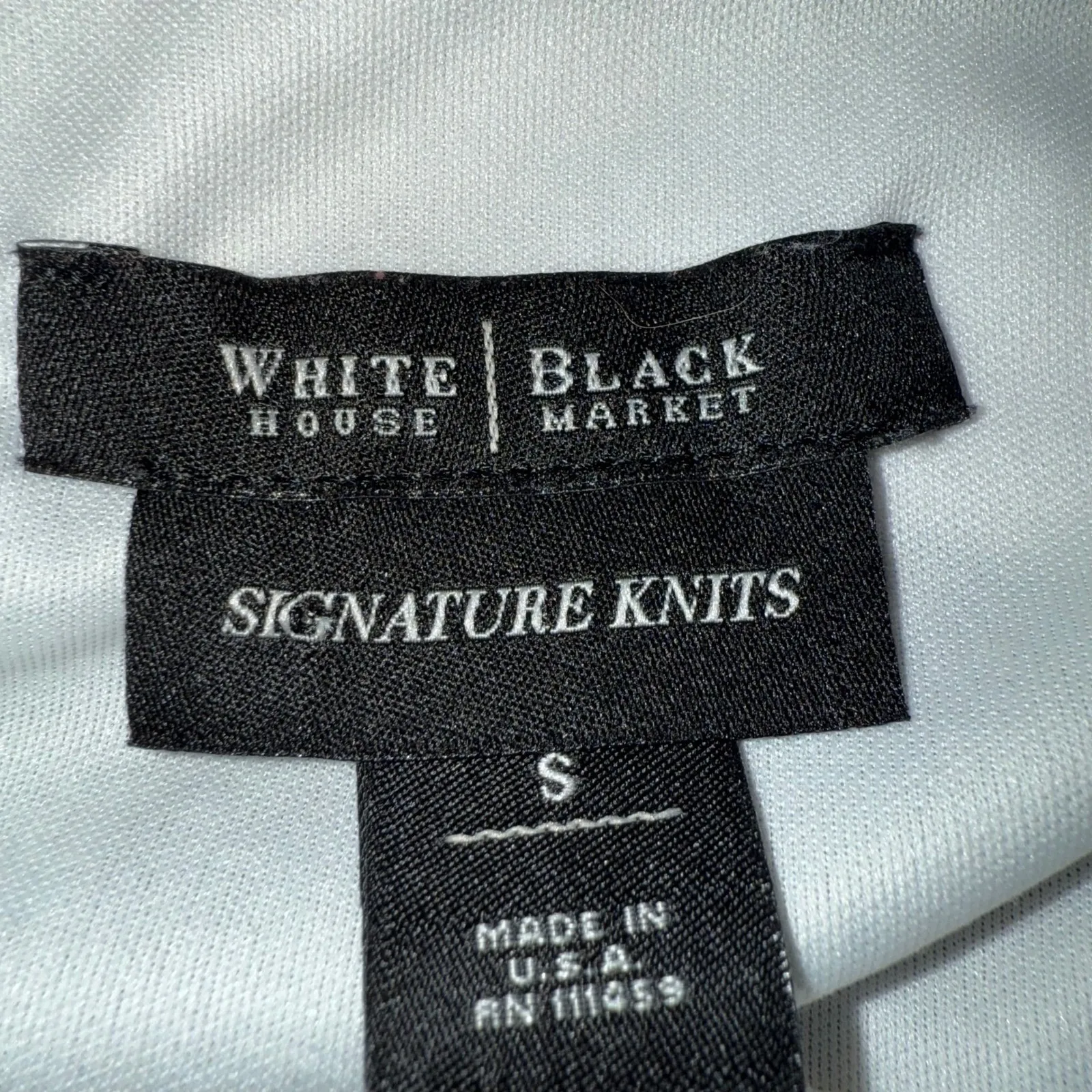 WHITE HOUSE BLACK MARKET‎ Signature Knits Black And White Print EUC Size Small - Image 7