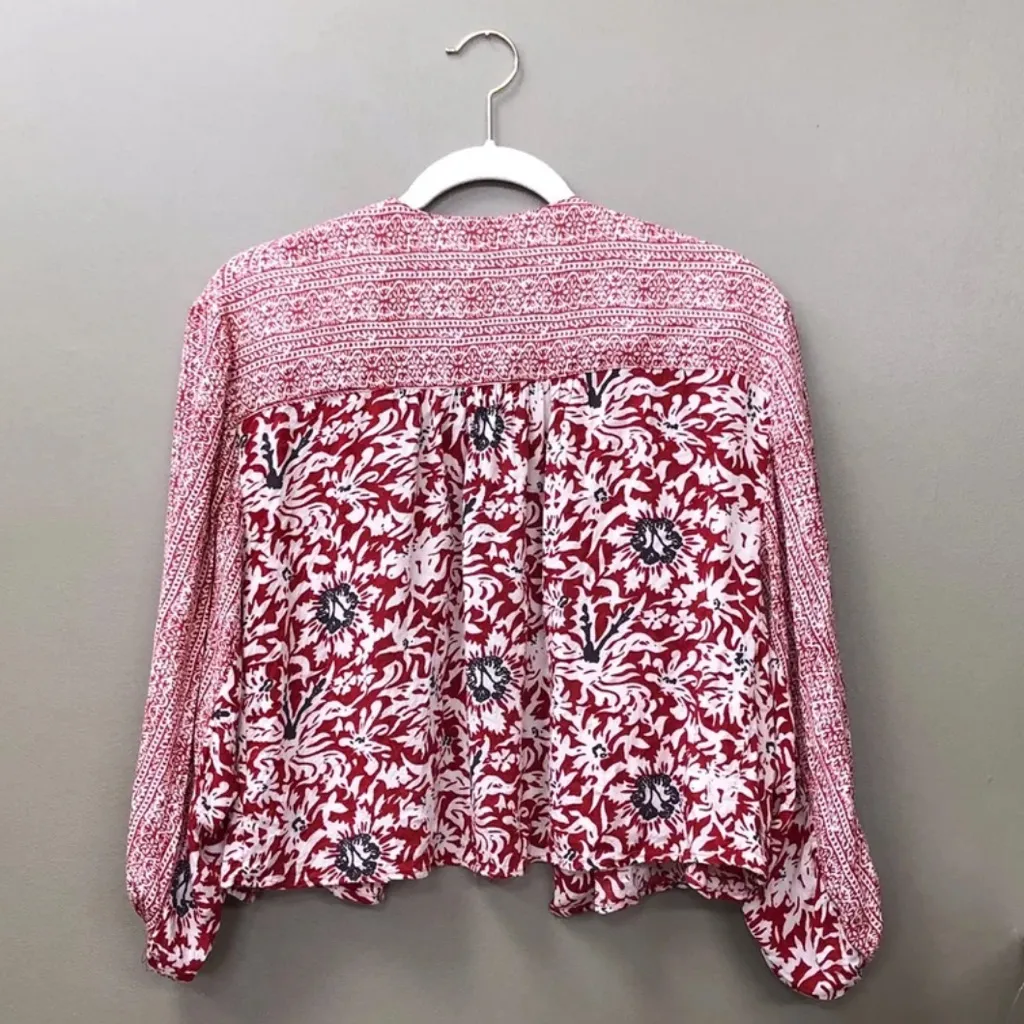 Free People‎ Maroon and Cream Pattern Cardigan XS - Image 6