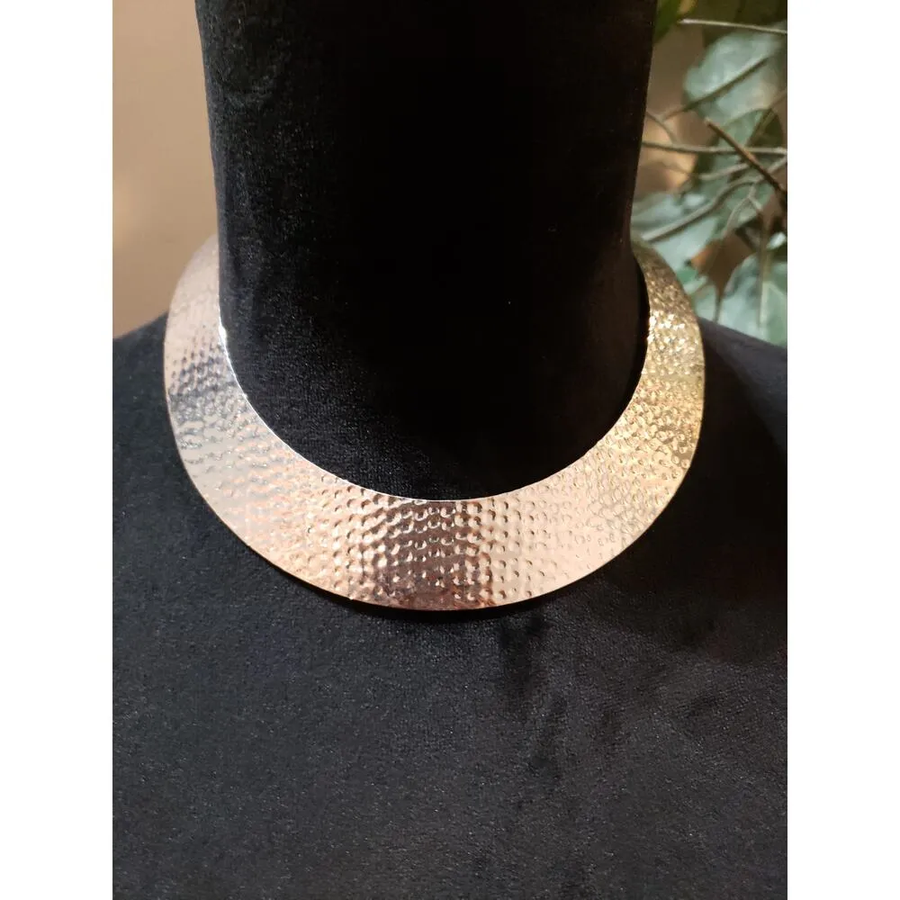 Womens Fashion Hammered Brass Egyptian Style Torque Choker Necklace Jewelry Gold - Image 2