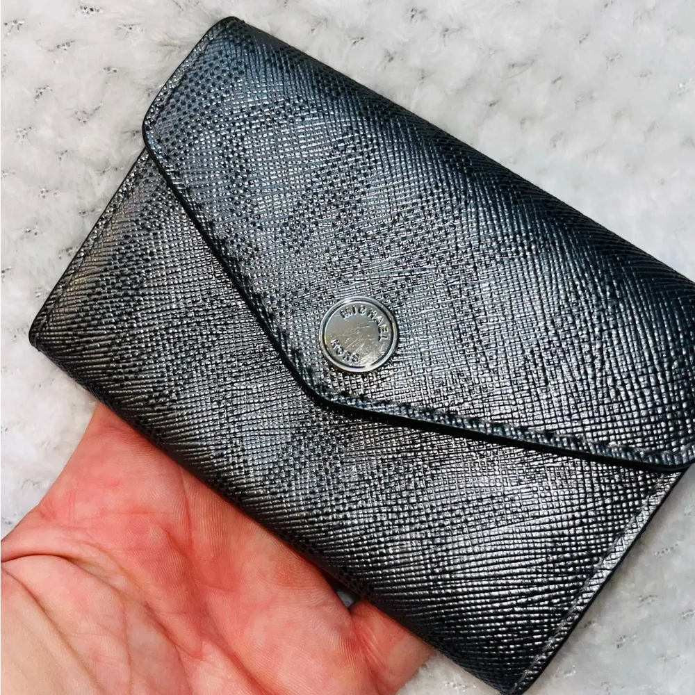 MICHAEL KORS Gunmetal metallic Wallet w Logo Pin - Image 2