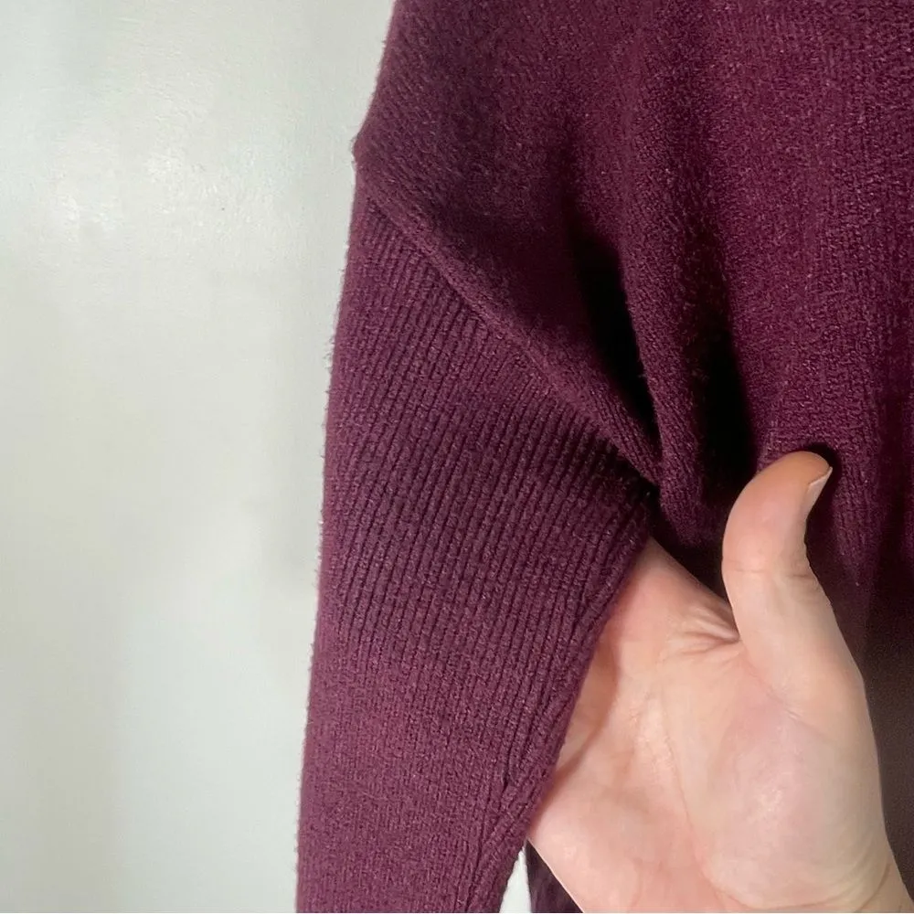 Evolution by Cyrus Cowl Neck w Asymmetrical Button Maroon Purple Sweater Size L - Image 5