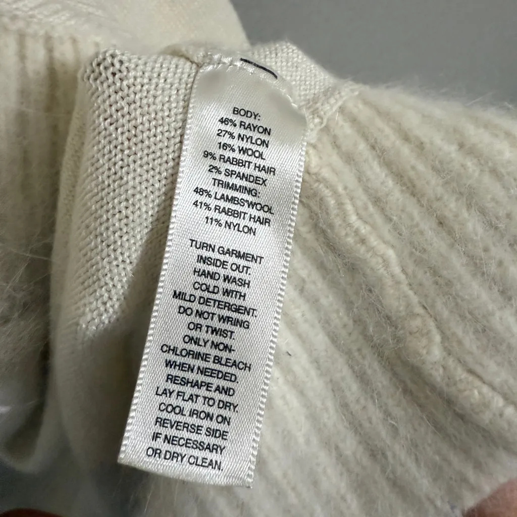 White‎ House Black Market sz M cream ruffle open cardigan - Image 5