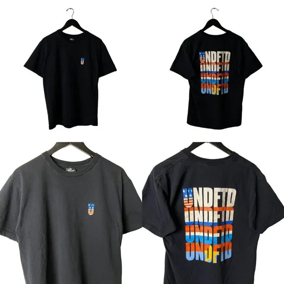 Vintage Y2K UNDFTD Undefeated T Shirt Black Large L American Flag Graphic Tee - Image 2