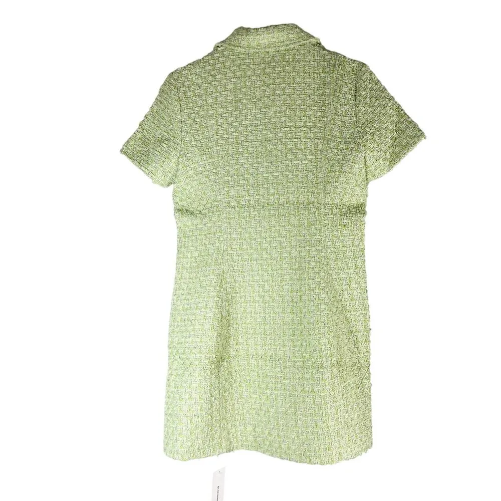 Rumored Notting Hill Tennis Tweed Mini Dress Size US 8 Green - Image 2