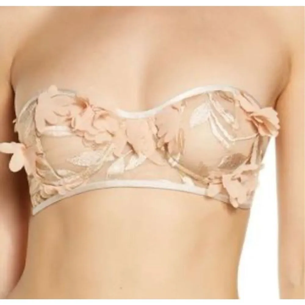 NWT Suzy Black Sadie Floral Appliqué Strapless Balconette Bra Pink Size undefined - Image 2