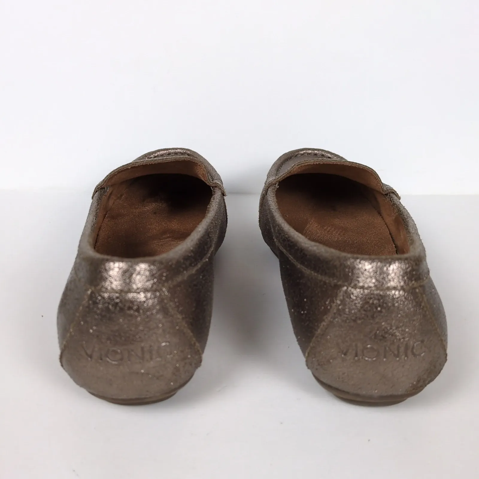 VIONIC Debbie Loafer Metallic Gold Leather Orthotic Comfort Women's 7.5 Wide - Image 4